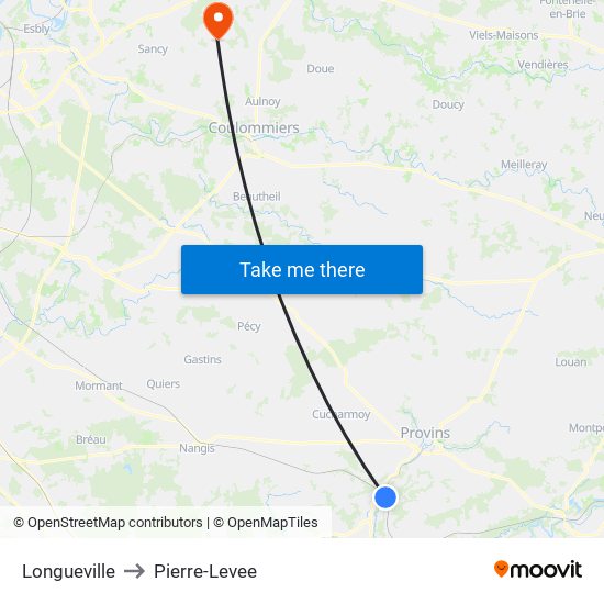 Longueville to Pierre-Levee map