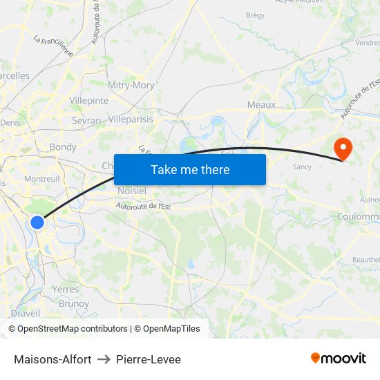 Maisons-Alfort to Pierre-Levee map