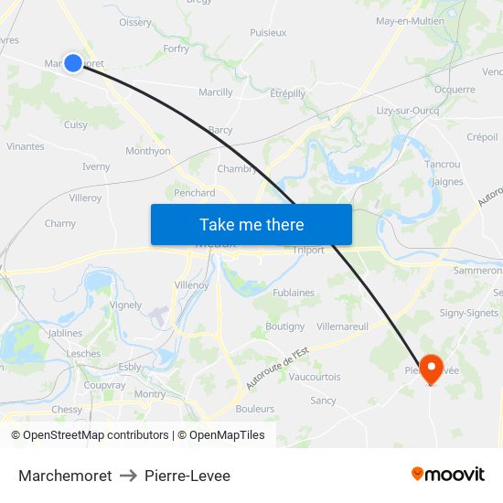 Marchemoret to Pierre-Levee map
