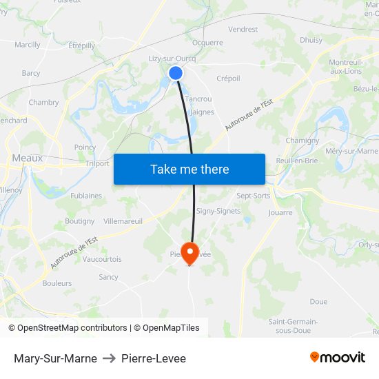Mary-Sur-Marne to Pierre-Levee map