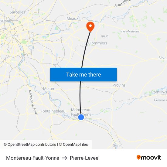 Montereau-Fault-Yonne to Pierre-Levee map