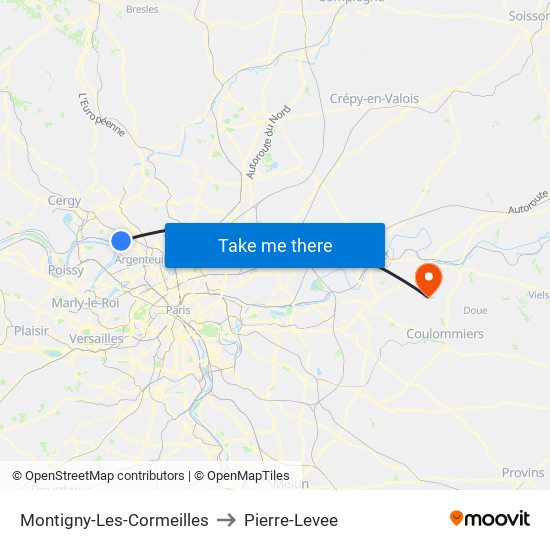 Montigny-Les-Cormeilles to Pierre-Levee map