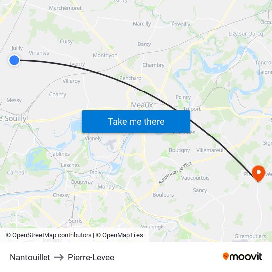 Nantouillet to Pierre-Levee map