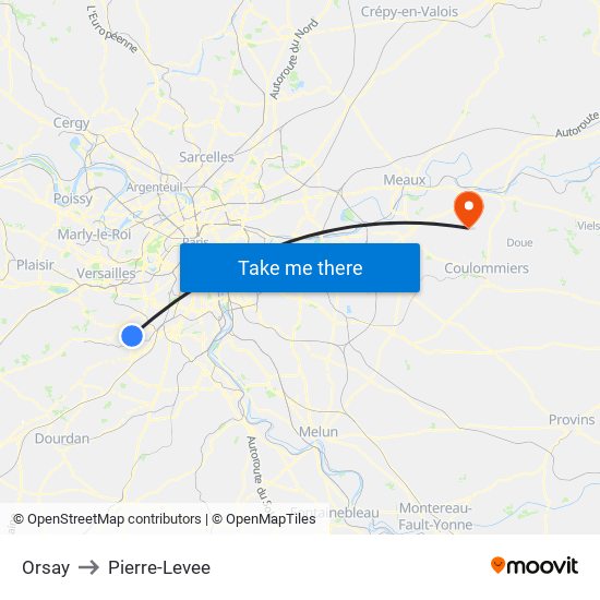 Orsay to Pierre-Levee map