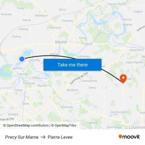 Precy-Sur-Marne to Pierre-Levee map