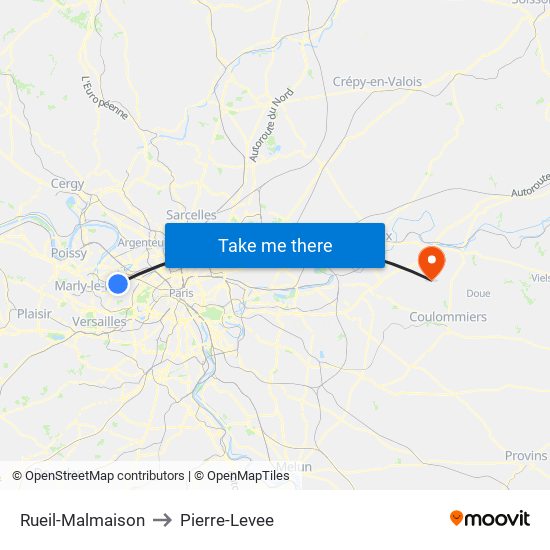 Rueil-Malmaison to Pierre-Levee map