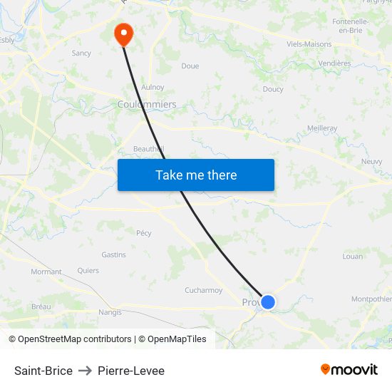 Saint-Brice to Pierre-Levee map