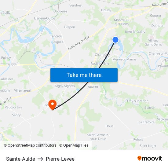 Sainte-Aulde to Pierre-Levee map