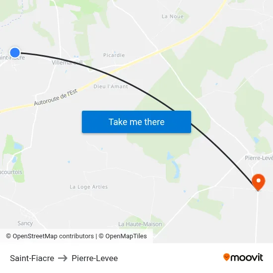 Saint-Fiacre to Pierre-Levee map