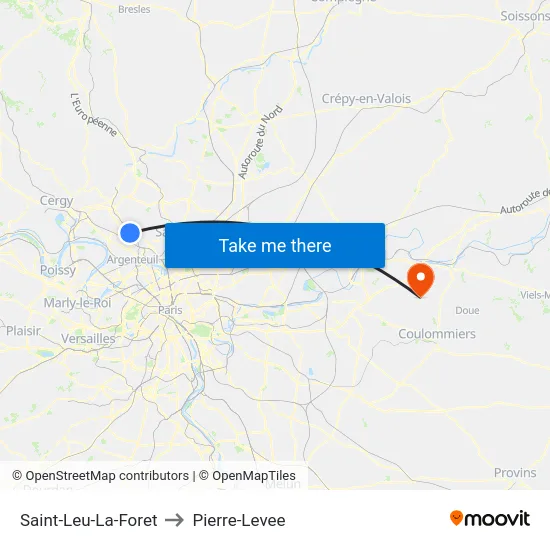 Saint-Leu-La-Foret to Pierre-Levee map