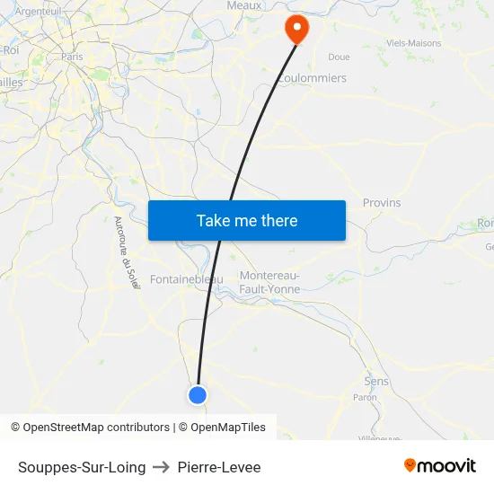 Souppes-Sur-Loing to Pierre-Levee map