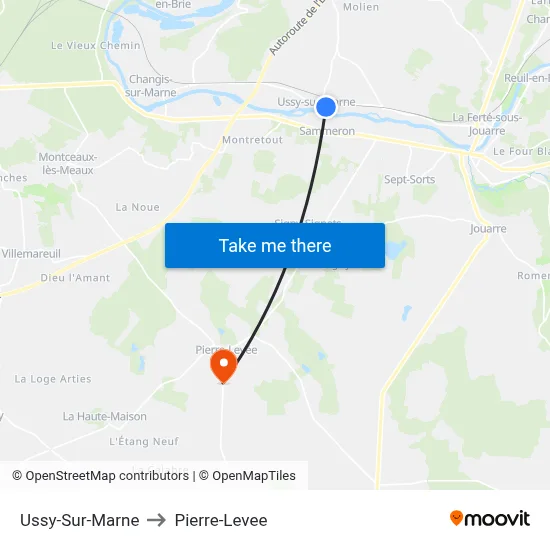 Ussy-Sur-Marne to Pierre-Levee map