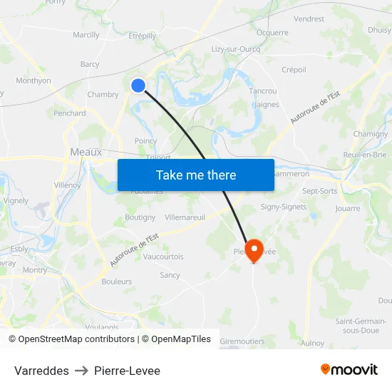 Varreddes to Pierre-Levee map