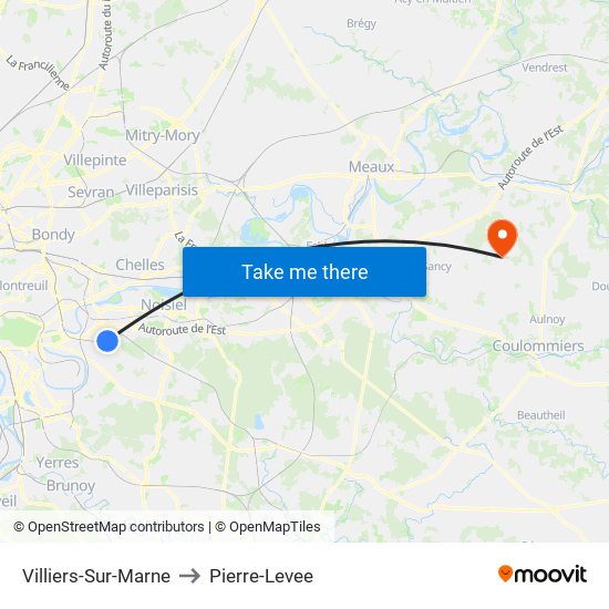 Villiers-Sur-Marne to Pierre-Levee map