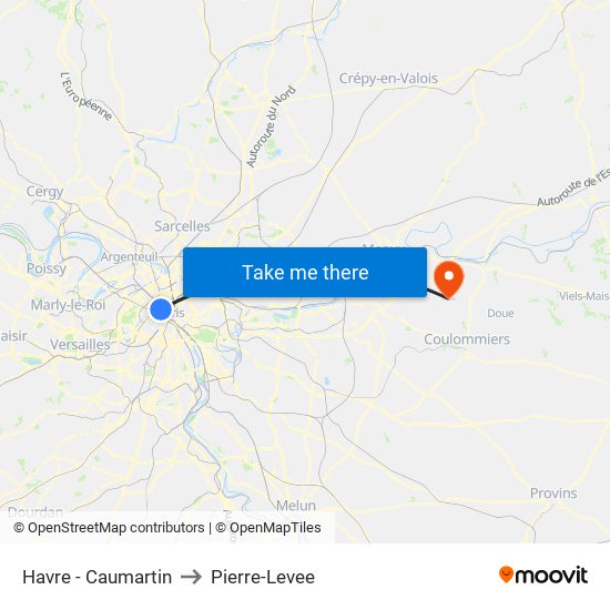 Havre - Caumartin to Pierre-Levee map