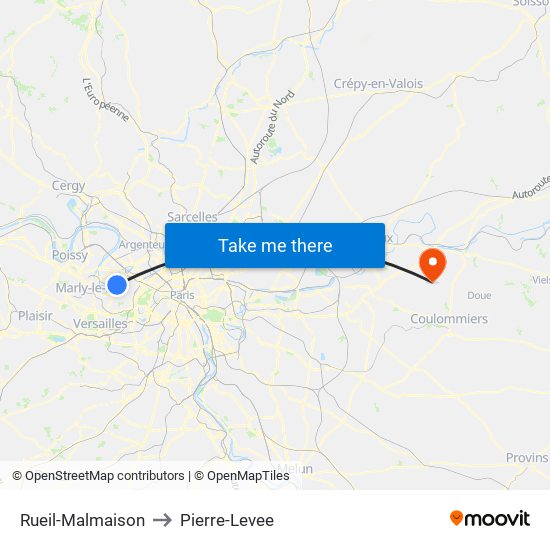 Rueil-Malmaison to Pierre-Levee map