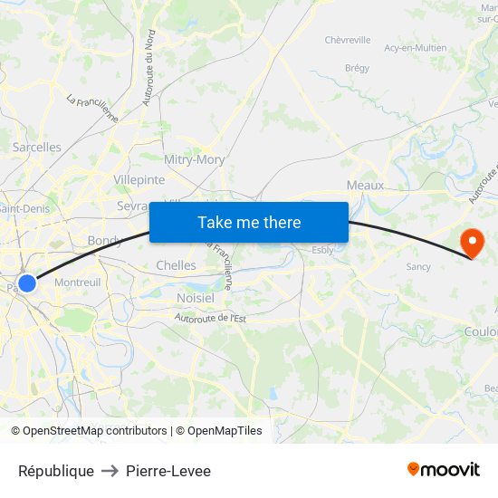 République to Pierre-Levee map