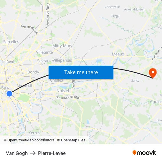 Van Gogh to Pierre-Levee map