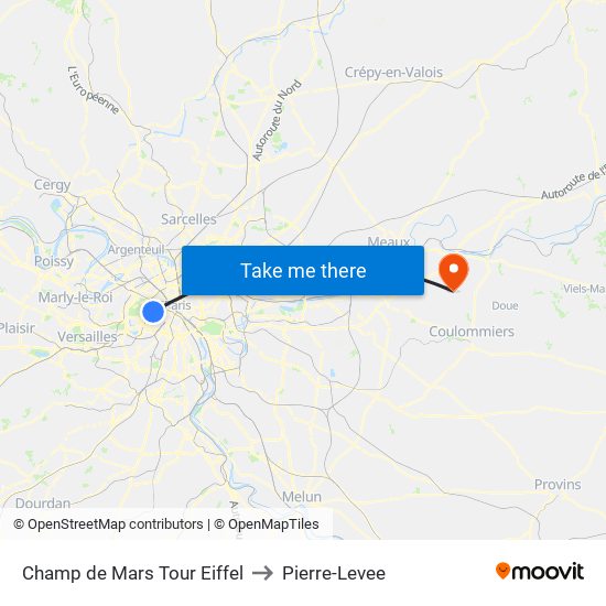Champ de Mars Tour Eiffel to Pierre-Levee map