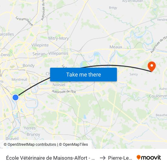 École Vétérinaire de Maisons-Alfort - Métro to Pierre-Levee map