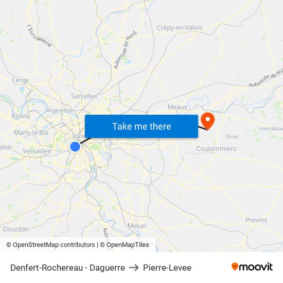 Denfert-Rochereau - Daguerre to Pierre-Levee map