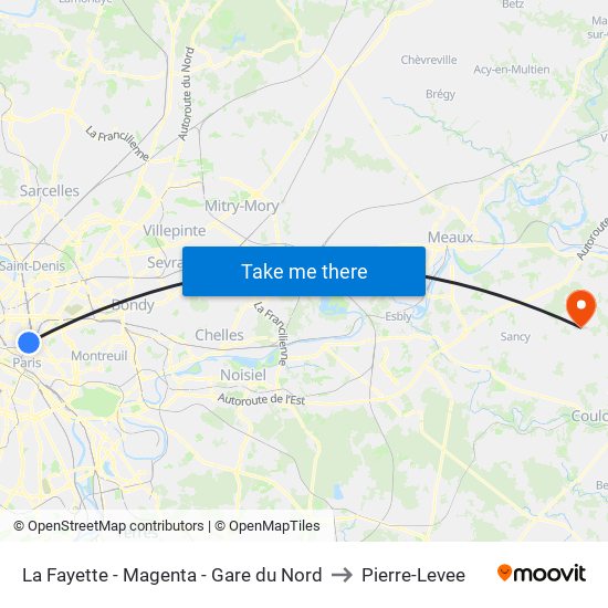 La Fayette - Magenta - Gare du Nord to Pierre-Levee map