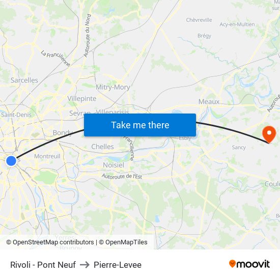 Rivoli - Pont Neuf to Pierre-Levee map