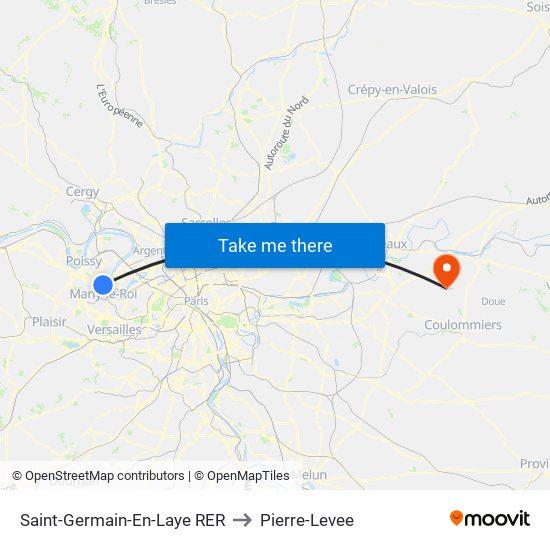 Saint-Germain-En-Laye RER to Pierre-Levee map