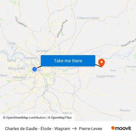 Charles de Gaulle - Étoile - Wagram to Pierre-Levee map