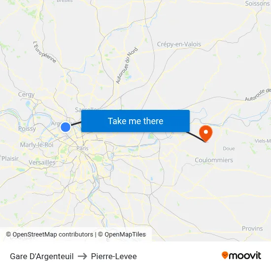 Gare D'Argenteuil to Pierre-Levee map