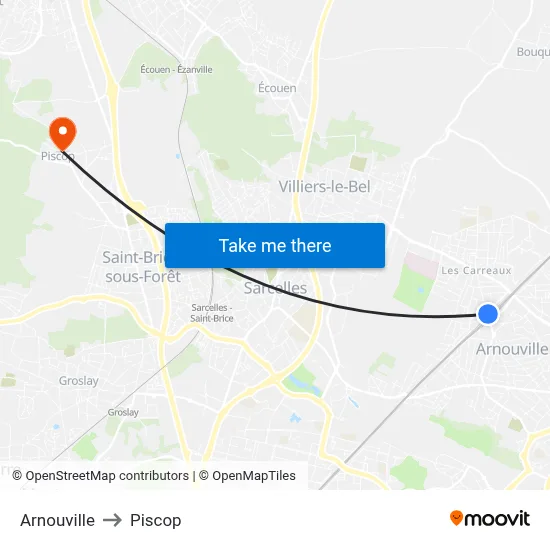 Arnouville to Piscop map