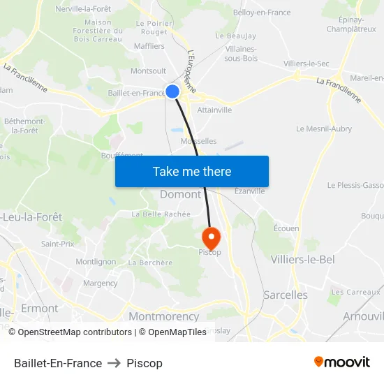 Baillet-En-France to Piscop map