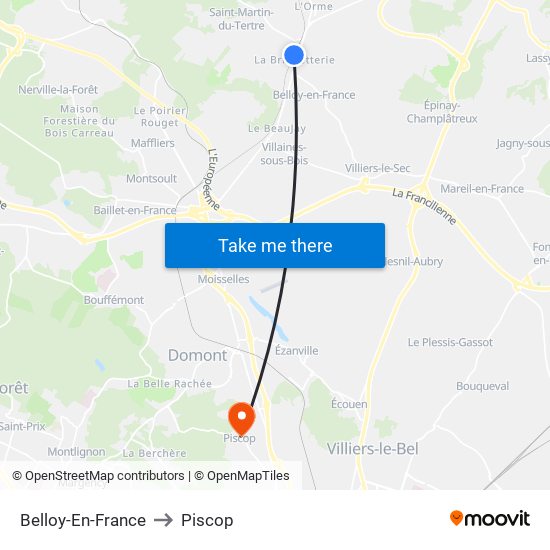 Belloy-En-France to Piscop map