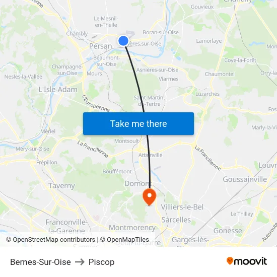 Bernes-Sur-Oise to Piscop map