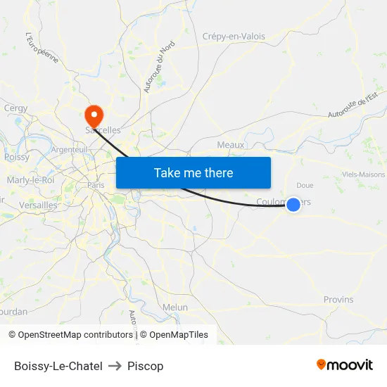 Boissy-Le-Chatel to Piscop map