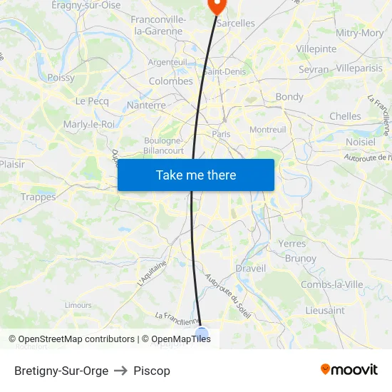 Bretigny-Sur-Orge to Piscop map