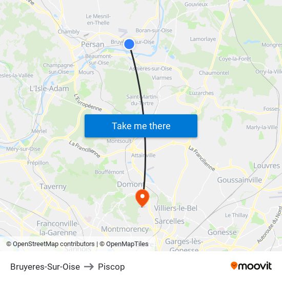 Bruyeres-Sur-Oise to Piscop map
