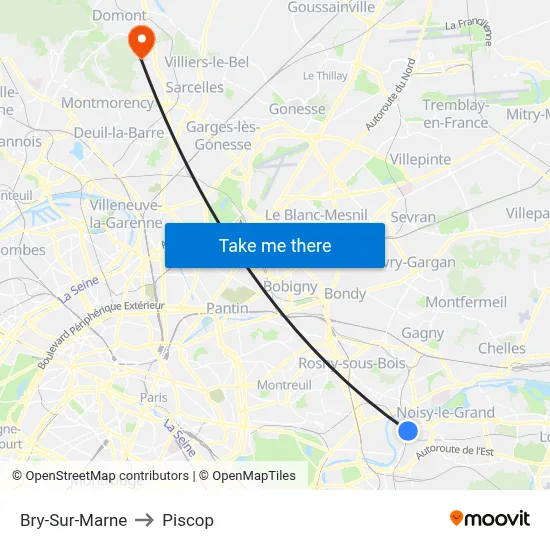 Bry-Sur-Marne to Piscop map