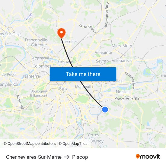 Chennevieres-Sur-Marne to Piscop map