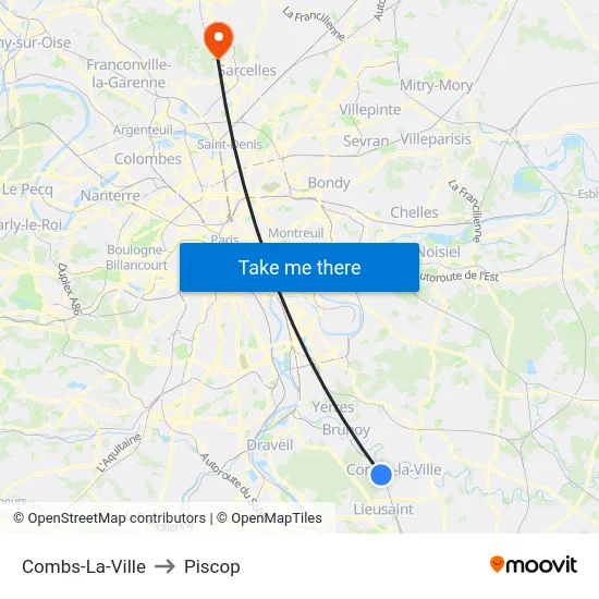 Combs-La-Ville to Piscop map