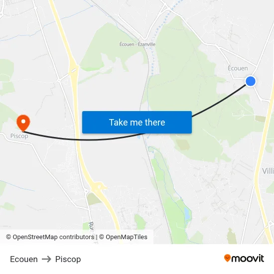 Ecouen to Piscop map