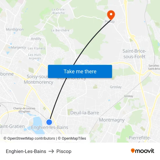 Enghien-Les-Bains to Piscop map