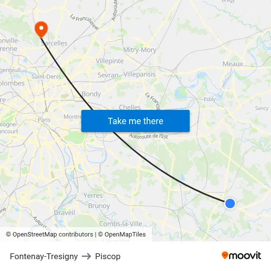 Fontenay-Tresigny to Piscop map