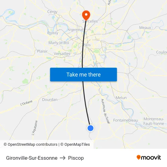 Gironville-Sur-Essonne to Piscop map