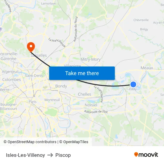 Isles-Les-Villenoy to Piscop map