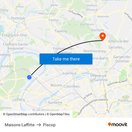 Maisons-Laffitte to Piscop map