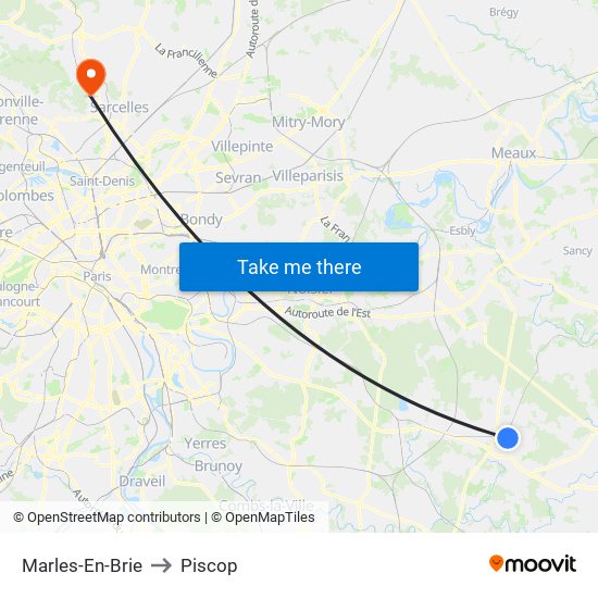 Marles-En-Brie to Piscop map