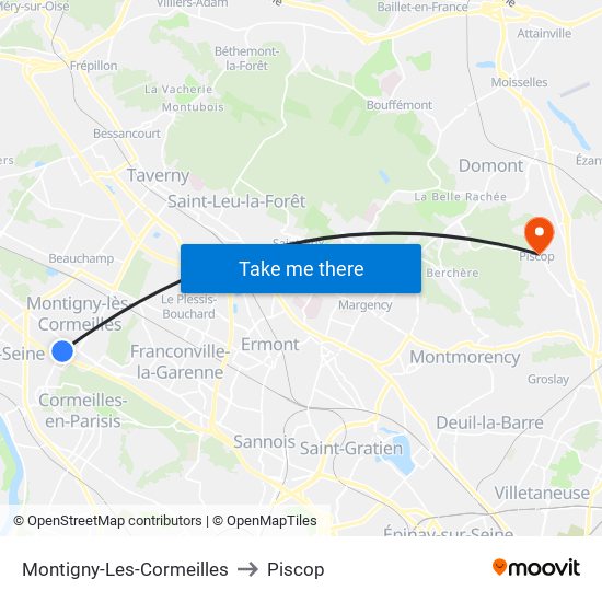 Montigny-Les-Cormeilles to Piscop map