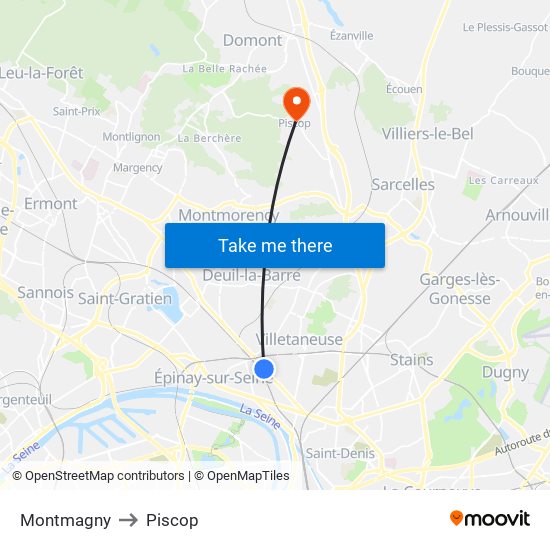 Montmagny to Piscop map