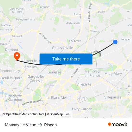 Moussy-Le-Vieux to Piscop map